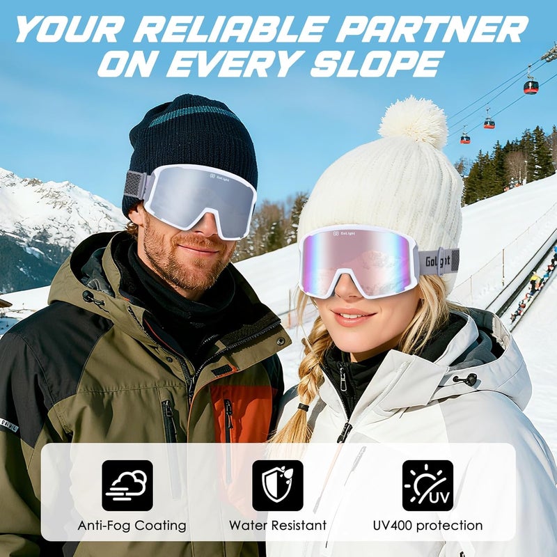 Golight OTG Ski Goggles – Hassle-Free Snow Goggles with Cylindrical REVO Lens, Anti-Fog Double Lens, UV400 & Comfortable Fit - Image 5